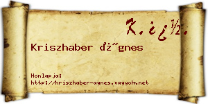 Kriszhaber Ágnes névjegykártya